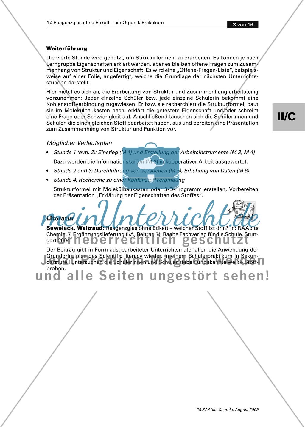 Reagenzglas ohne Etikett – ein Organik-Praktikum zur Einführung in die Oberstufe Preview 3