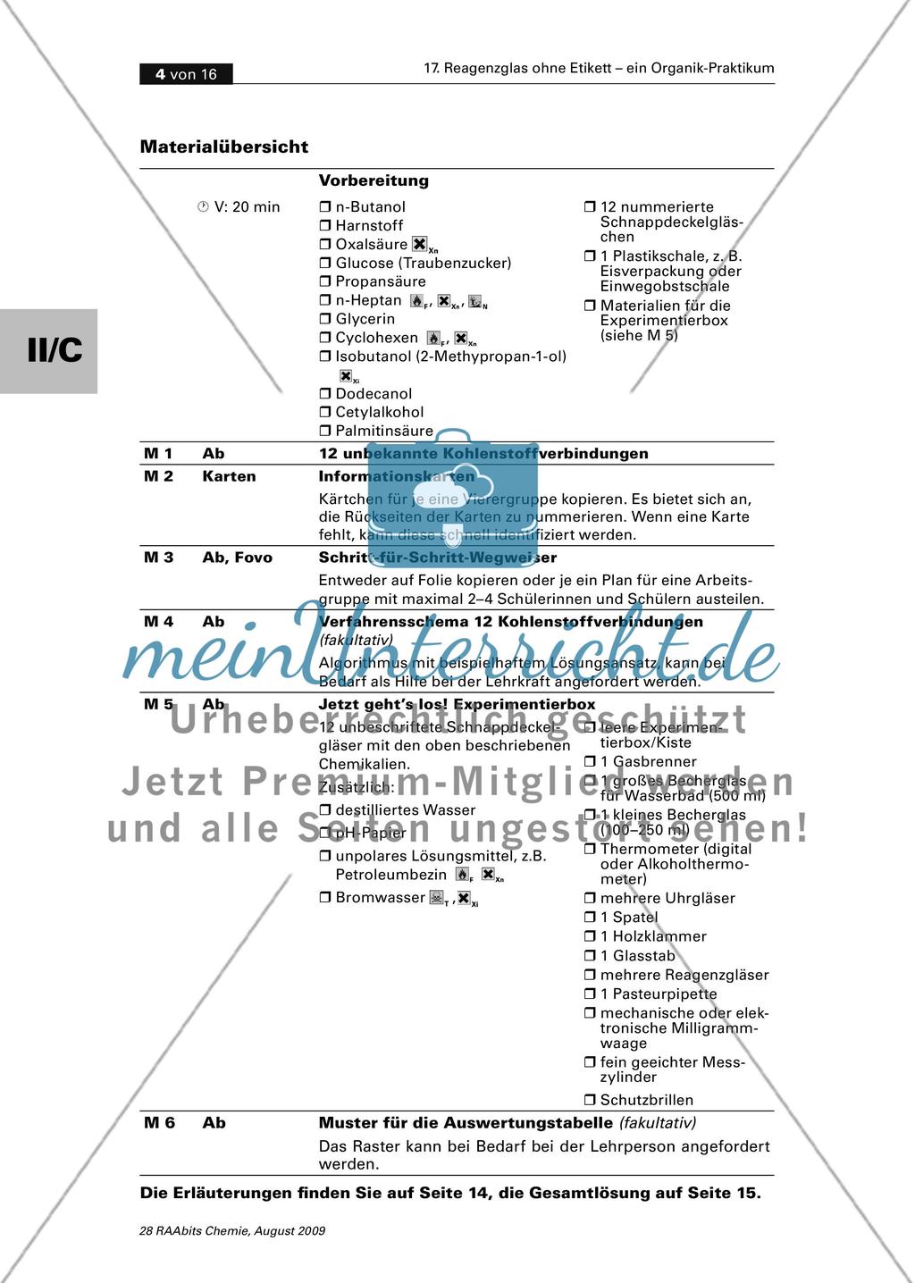Reagenzglas ohne Etikett – ein Organik-Praktikum zur Einführung in die Oberstufe Preview 4