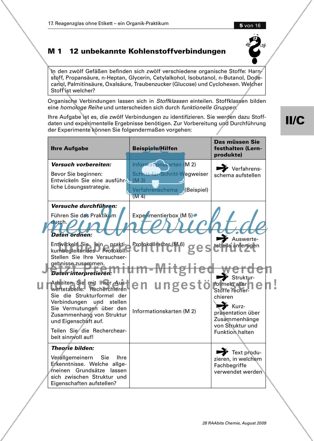Reagenzglas ohne Etikett – ein Organik-Praktikum zur Einführung in die Oberstufe Preview 5