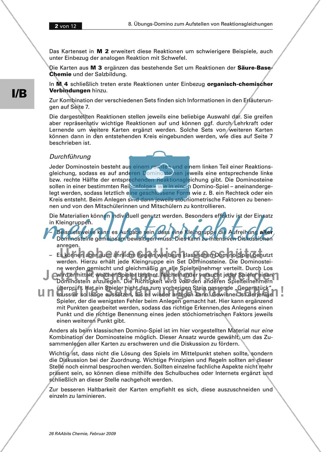 Übungs-Domino zum Aufstellen von Reaktionsgleichungen Preview 2