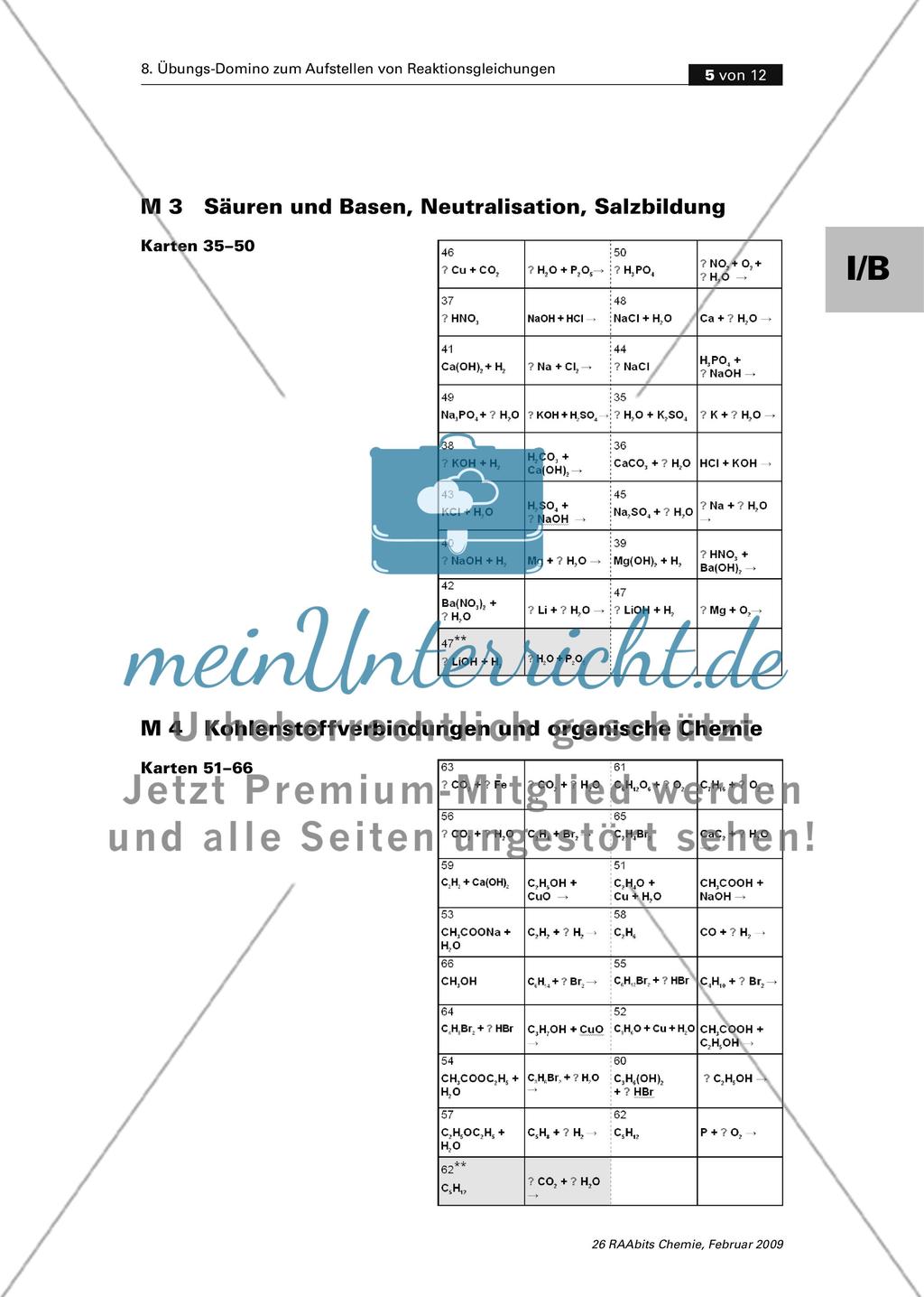 Übungs-Domino zum Aufstellen von Reaktionsgleichungen Preview 5