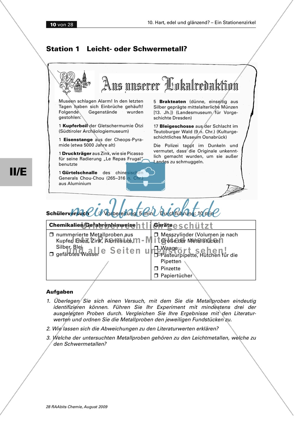 Stationenarbeit zu Eigenschaften von Metallen mit vielen Experimenten Preview 2