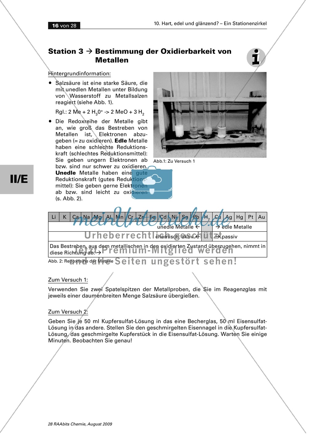 Edel oder Unedel: Korrosionsbeständigkeit und Verdrängungsreihe der Metalle Preview 2