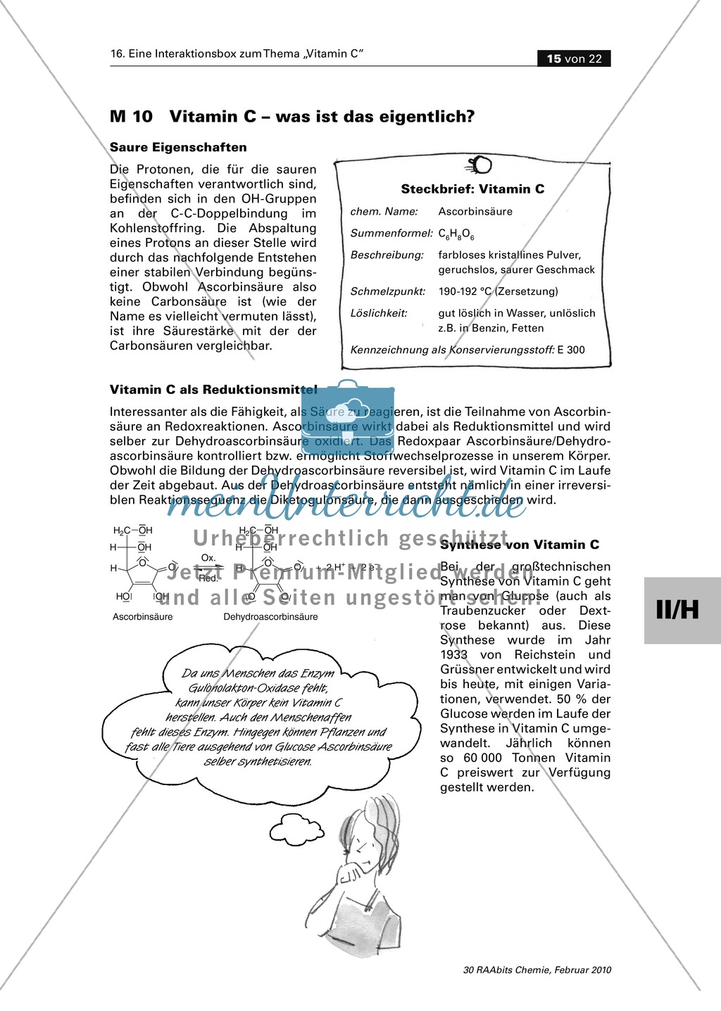 Eine Interaktionsbox zum Thema"Vitamin C": Säure-Base-Konzept und Redoxreaktionen Preview 12