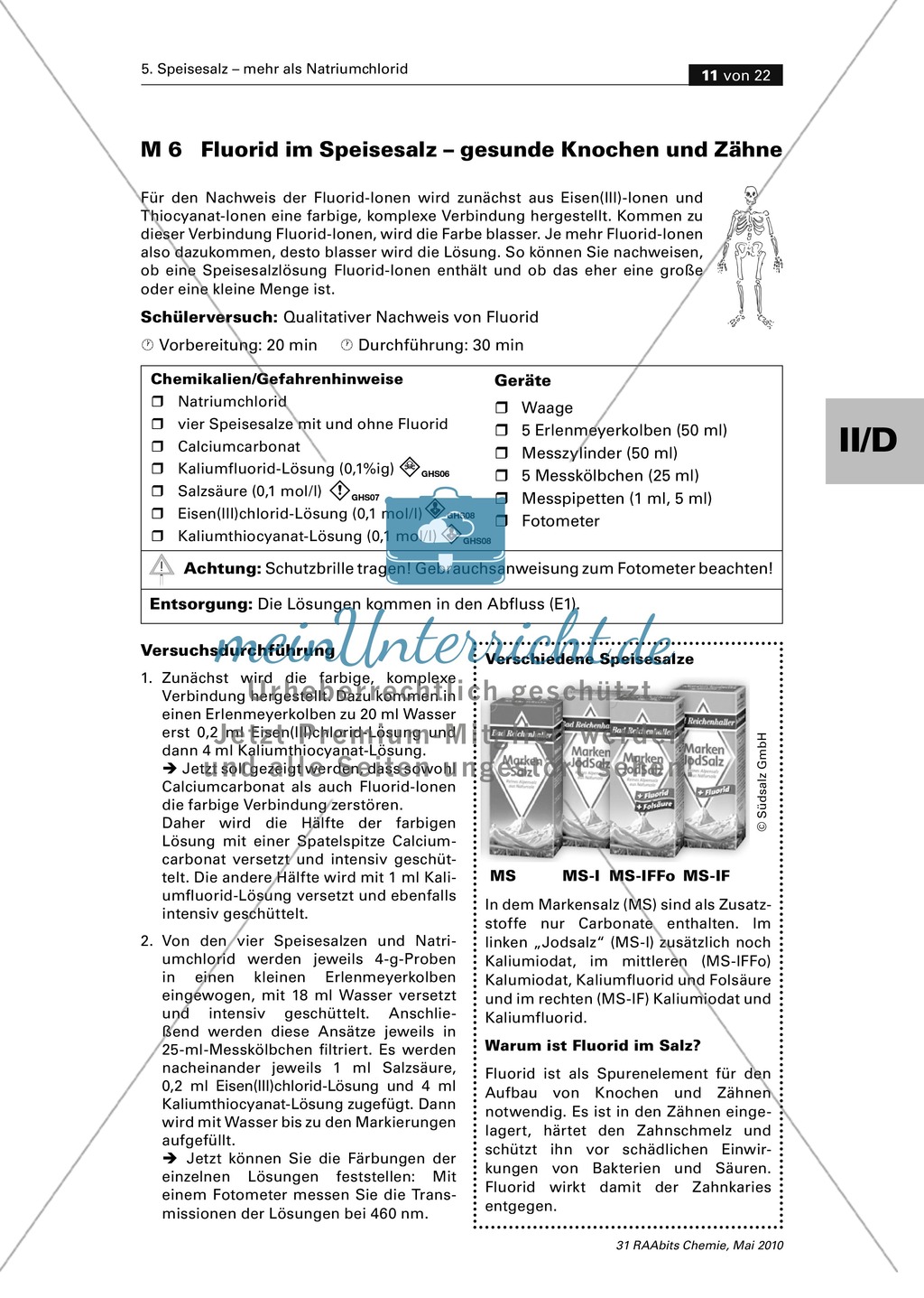 Qualitativer Nachweis von Zusatzstoffen im Speisesalz Preview 2