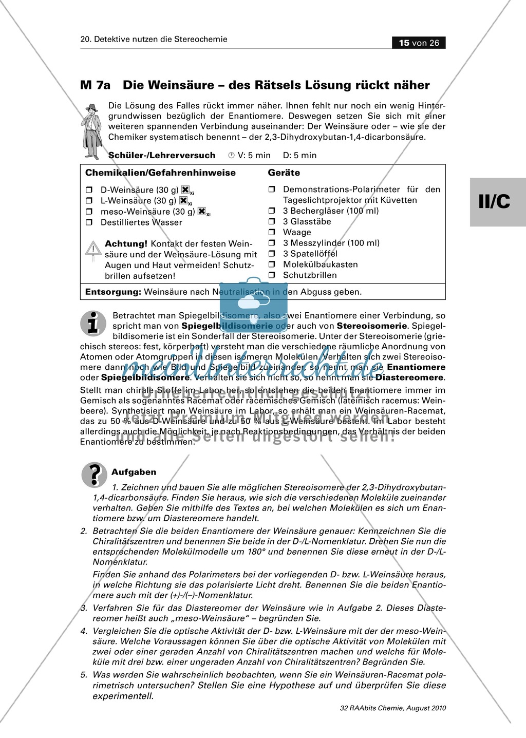 Die Stereochemie im spannenden Kontext: Aufklärung eines fiktiven Todesfalls durch L-(+)-Muscarin (Fliegenpilze) Preview 11