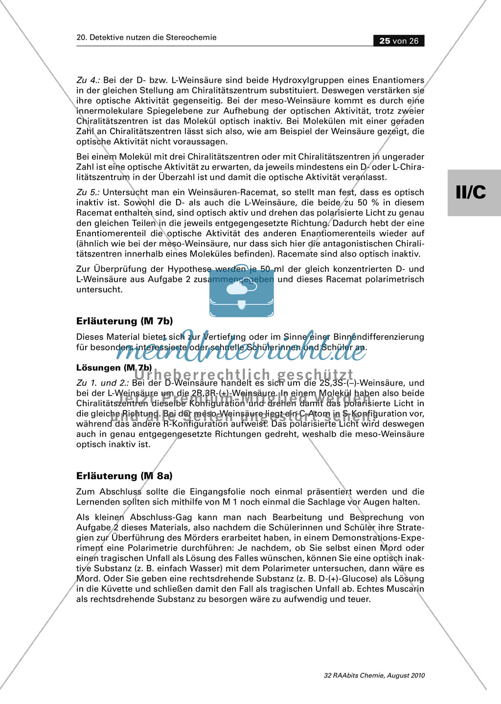 Die Stereochemie im spannenden Kontext: Aufklärung eines fiktiven Todesfalls durch L-(+)-Muscarin (Fliegenpilze) Preview 21