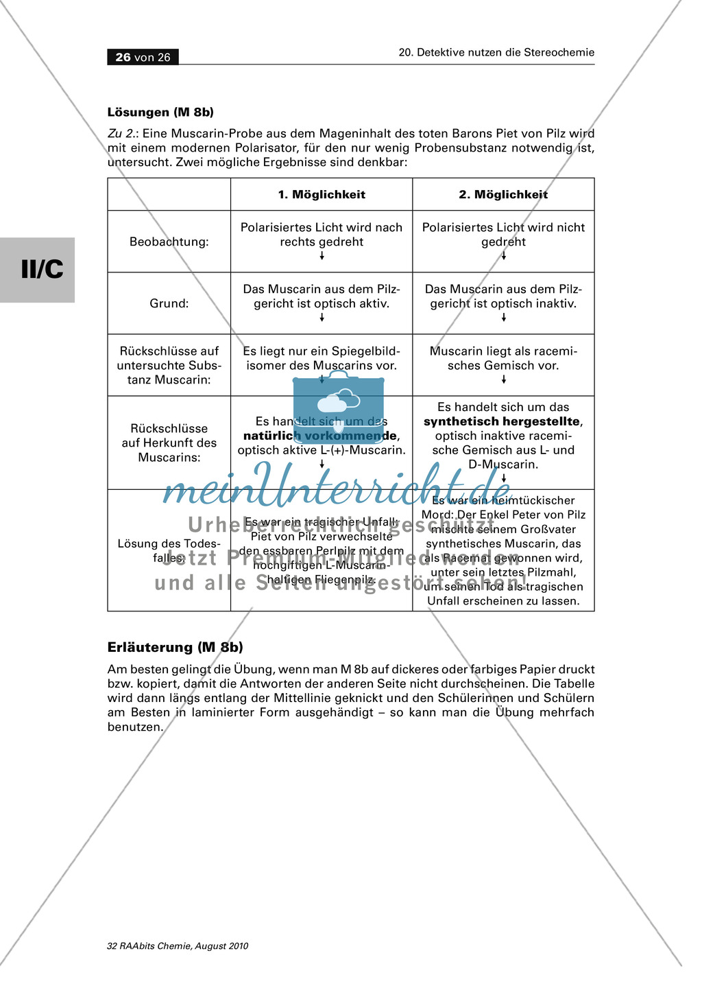 Die Stereochemie im spannenden Kontext: Aufklärung eines fiktiven Todesfalls durch L-(+)-Muscarin (Fliegenpilze) Preview 22
