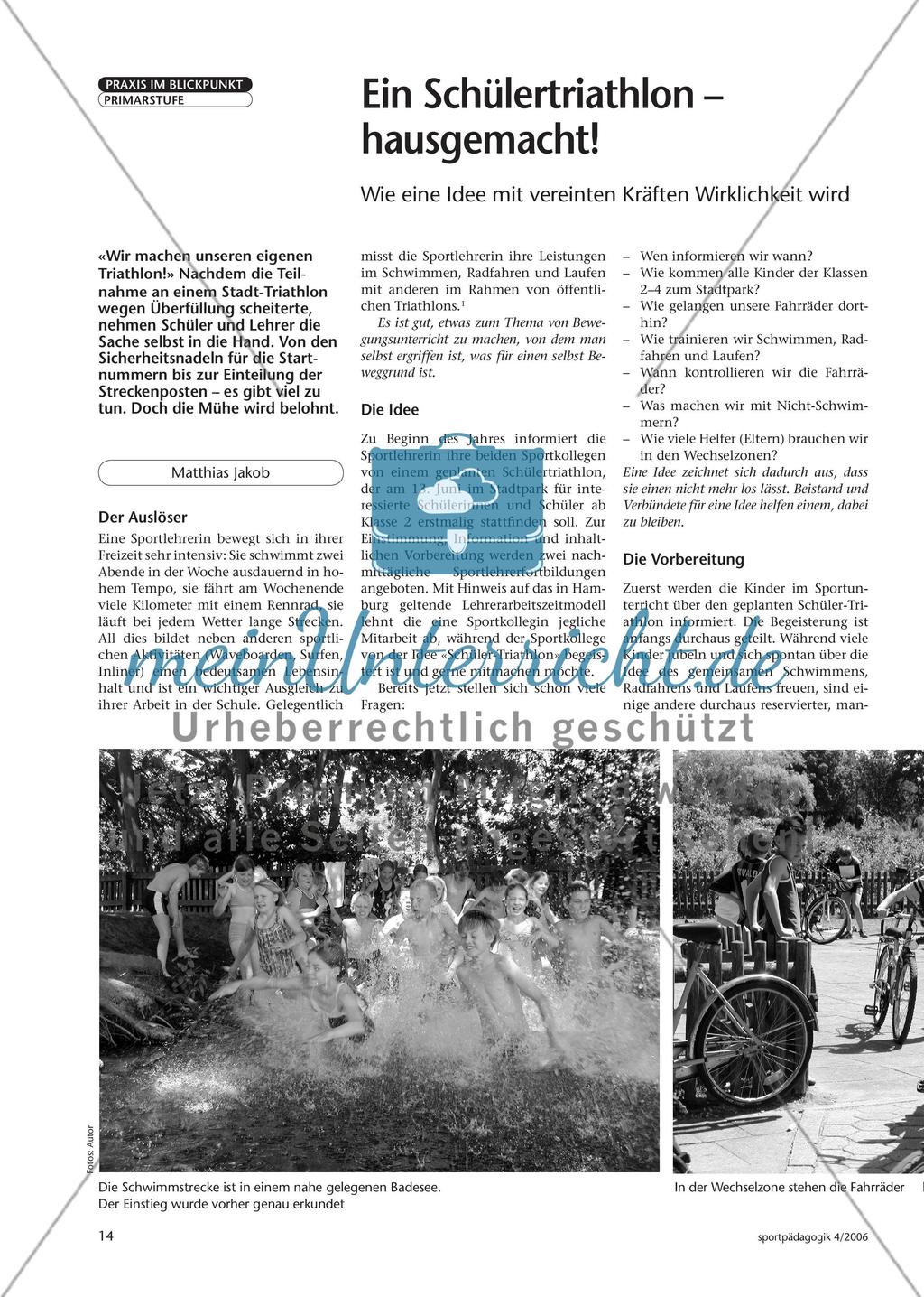 Ein Schülertriathlon – hausgemacht! - Wie eine Idee mit vereinten Kräften Wirklichkeit wird Preview 1