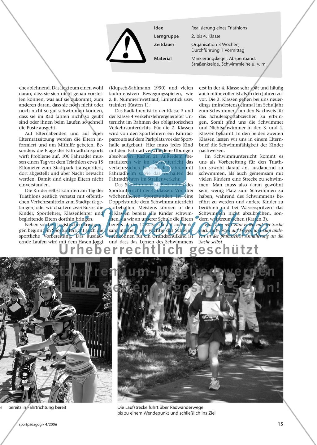 Ein Schülertriathlon – hausgemacht! - Wie eine Idee mit vereinten Kräften Wirklichkeit wird Preview 2
