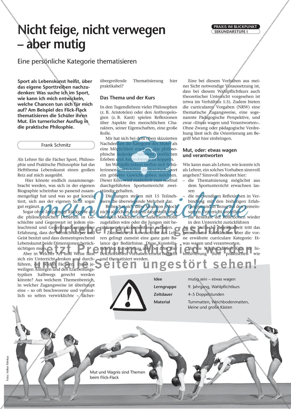 Nicht feige, nicht verwegen – aber mutig - Eine persönliche Kategorie thematisieren Preview 1