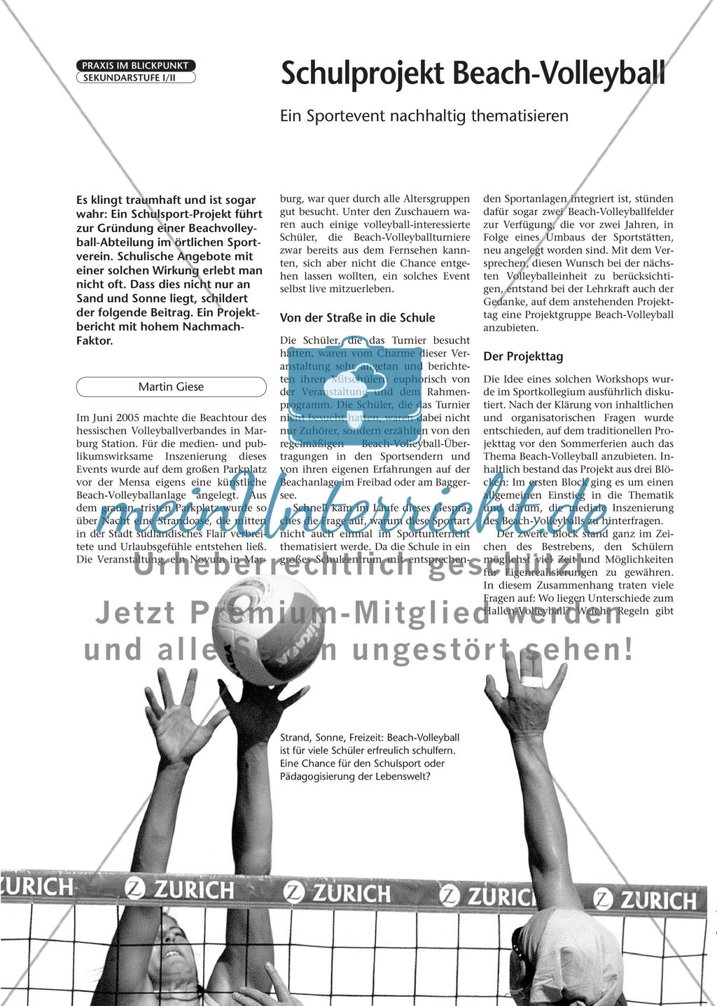 Schulprojekt Beach-Volleyball - Ein Sportevent nachhaltig thematisieren Preview 1
