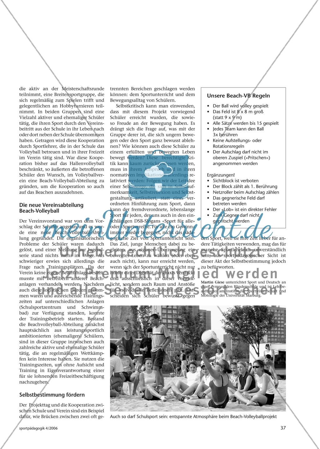 Schulprojekt Beach-Volleyball - Ein Sportevent nachhaltig thematisieren Preview 4