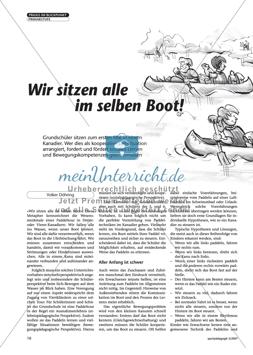 Wassersport: Kooperative Lernsituationen für den ersten Unterricht im Kanadier gestalten Preview 1