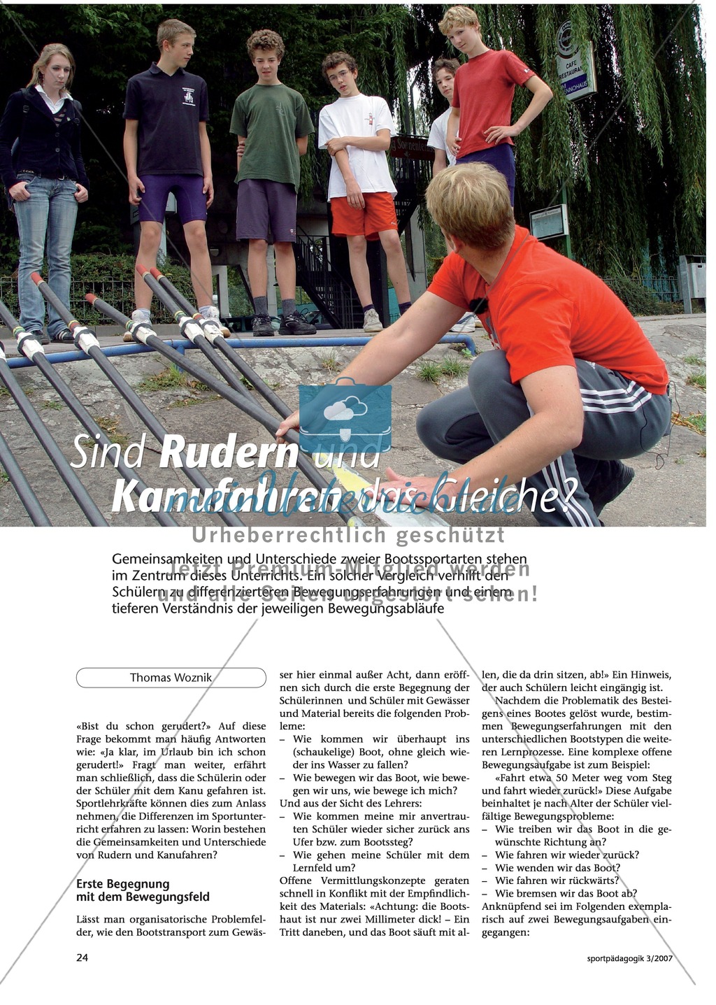 Wassersport - Infotext: Die Unterschiede zwischen Rudern und Kanufahren. Preview 1