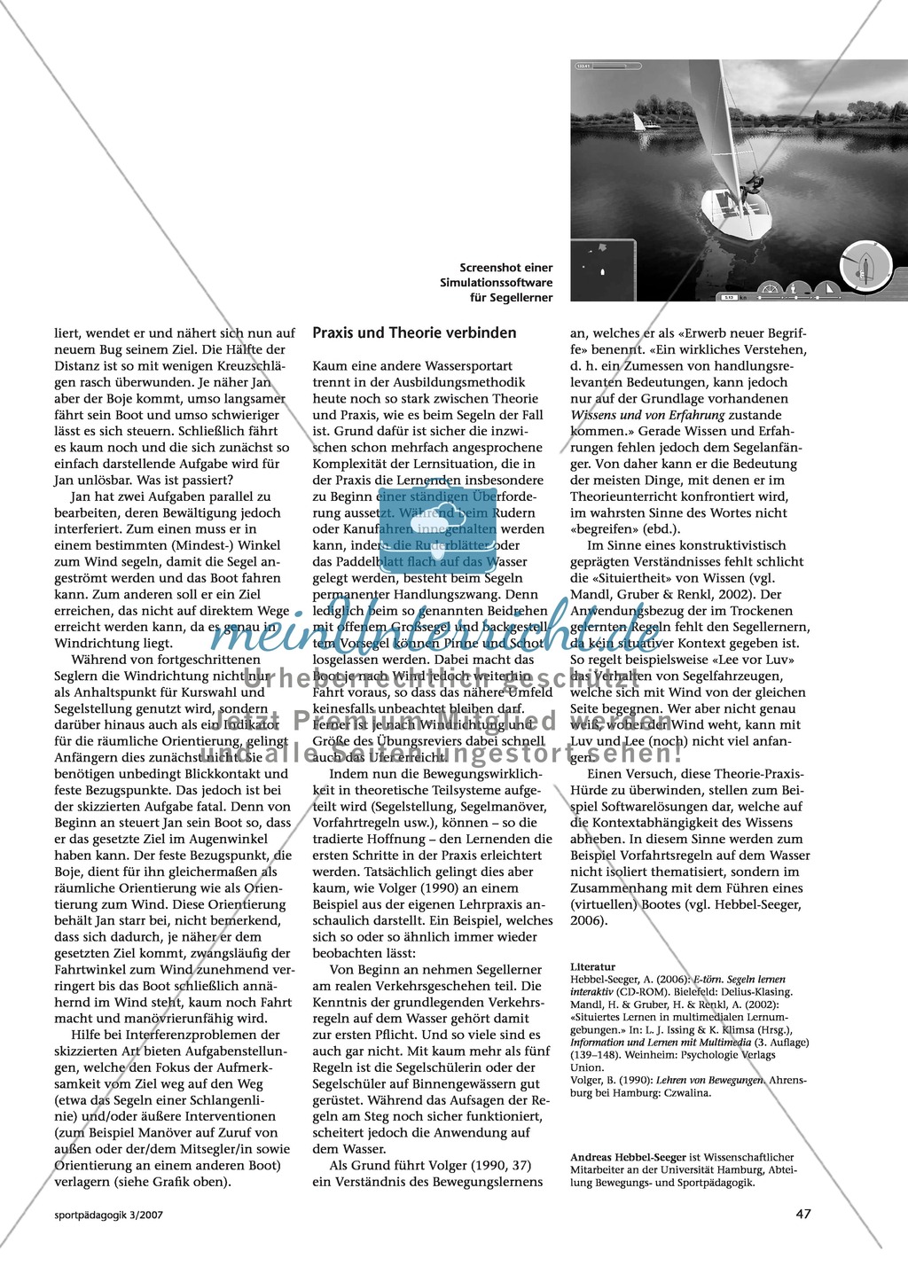 Wassersport: Infotext über typische Probleme des Segelunterrichts und deren Lösungen Preview 3