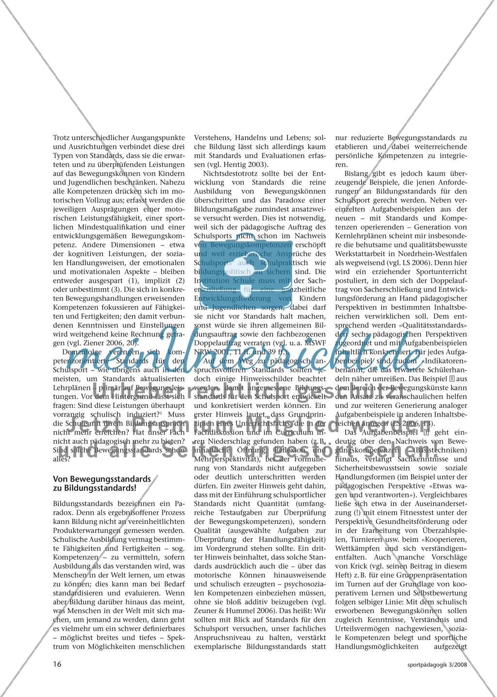 Welche Standards für den Schulsport? - Eine Präzisierung sportpädagogischer Ansprüche Preview 3