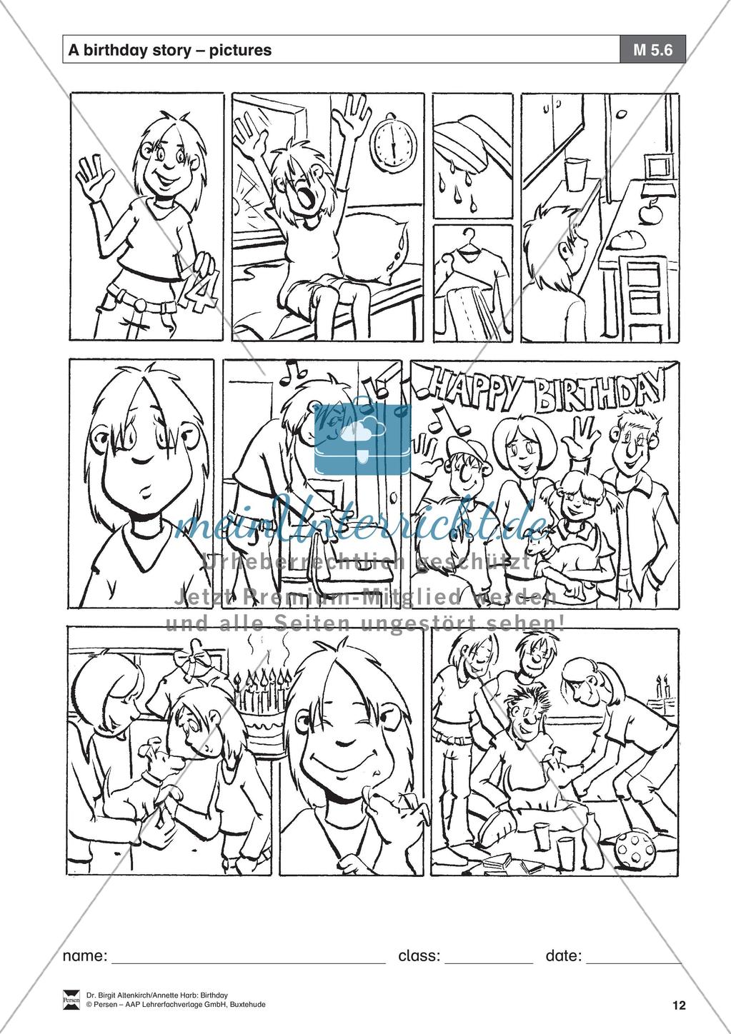 Unterrichtseinheit für Klassen 7-8 - A Birthday Story: Übungen + Hinweise Preview 4