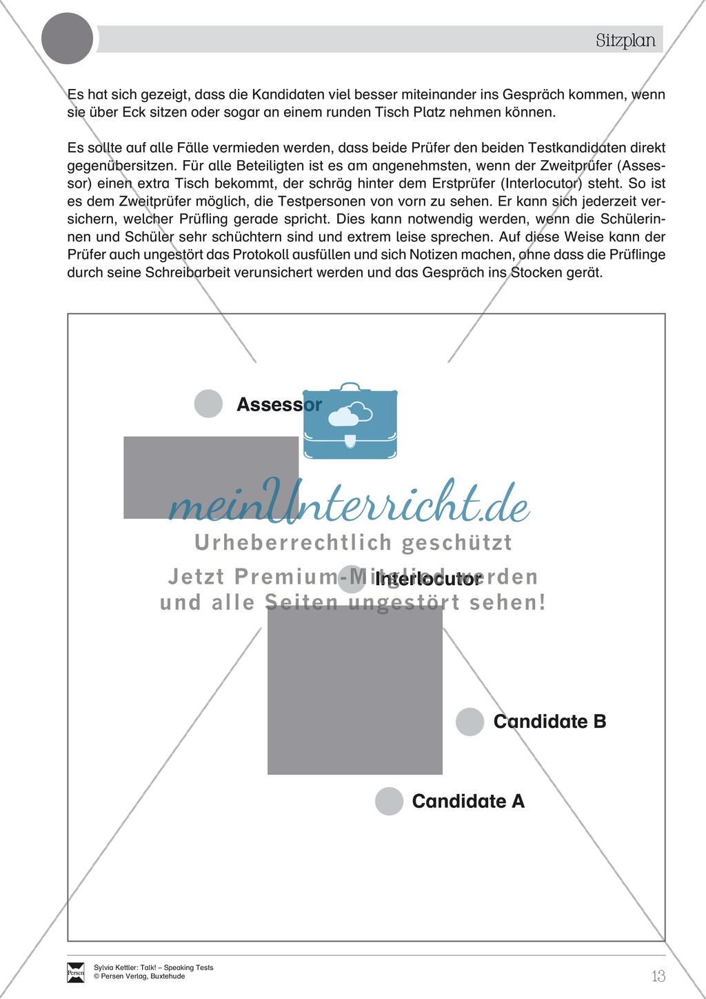 Speaking Tests: Bewertungsbögen + Zeitplan + Sitzplan Preview 4