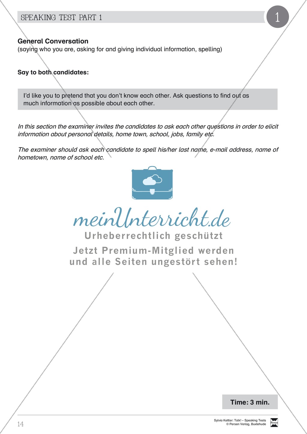Speaking test kennenlernen fragen