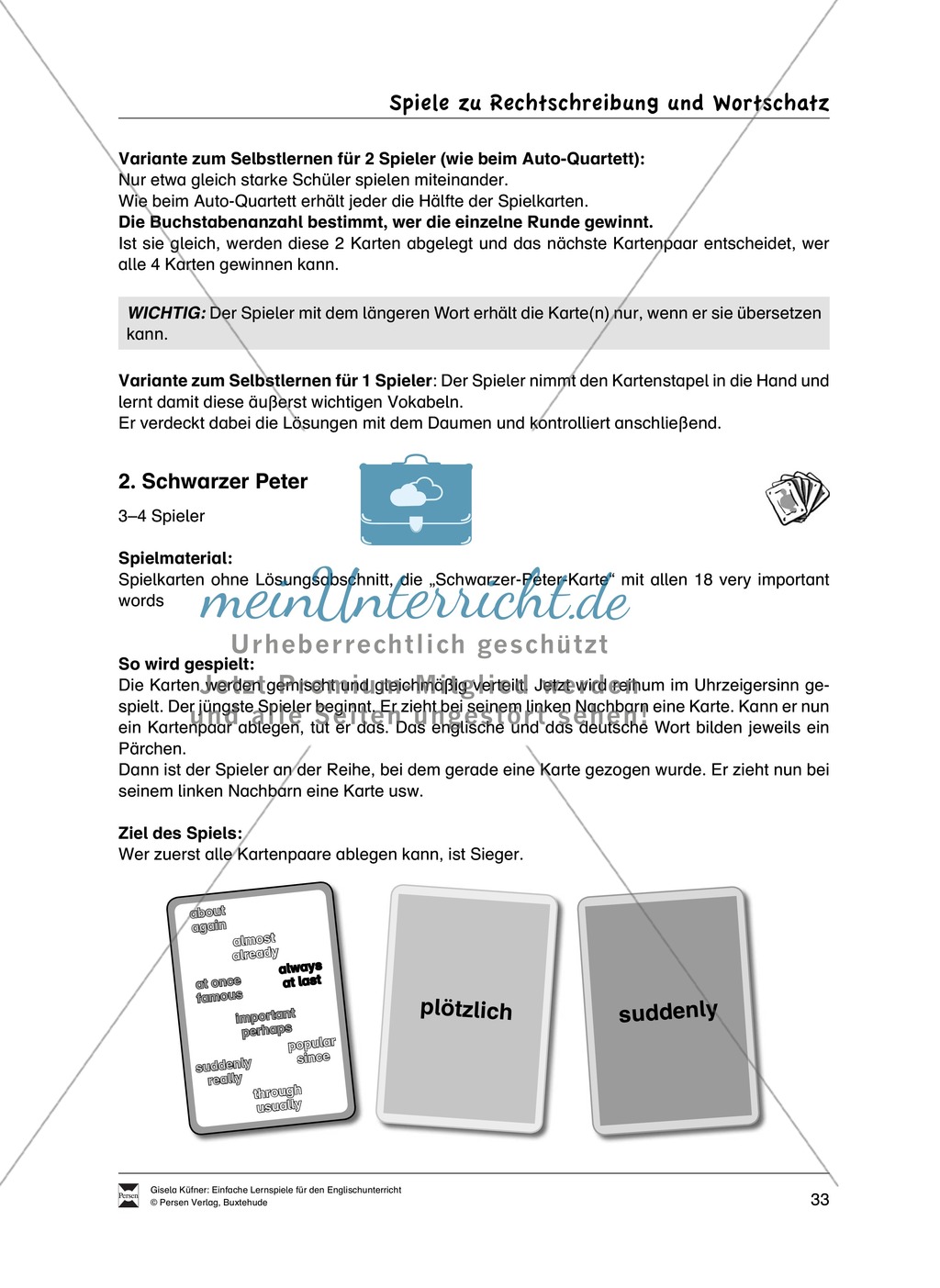 Lernspiele: Wortschatz, Rechtschreibung und Wahrnehmung, unregelmäßige Verben, Mitlautverdopplung, Vokale Preview 10