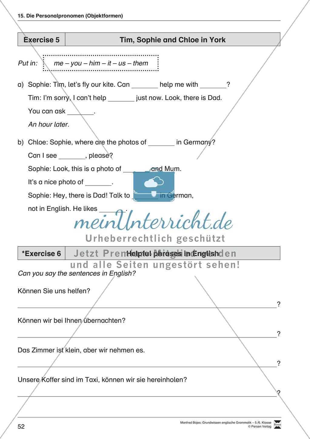 Die Personalpronomen (Objektformen): Erklärung + Beispiele + Übungen Preview 4