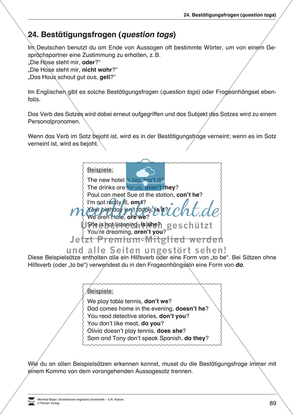 Bestätigungsfragen (question tags): Erklärung + Beispiele + Übungen Preview 1
