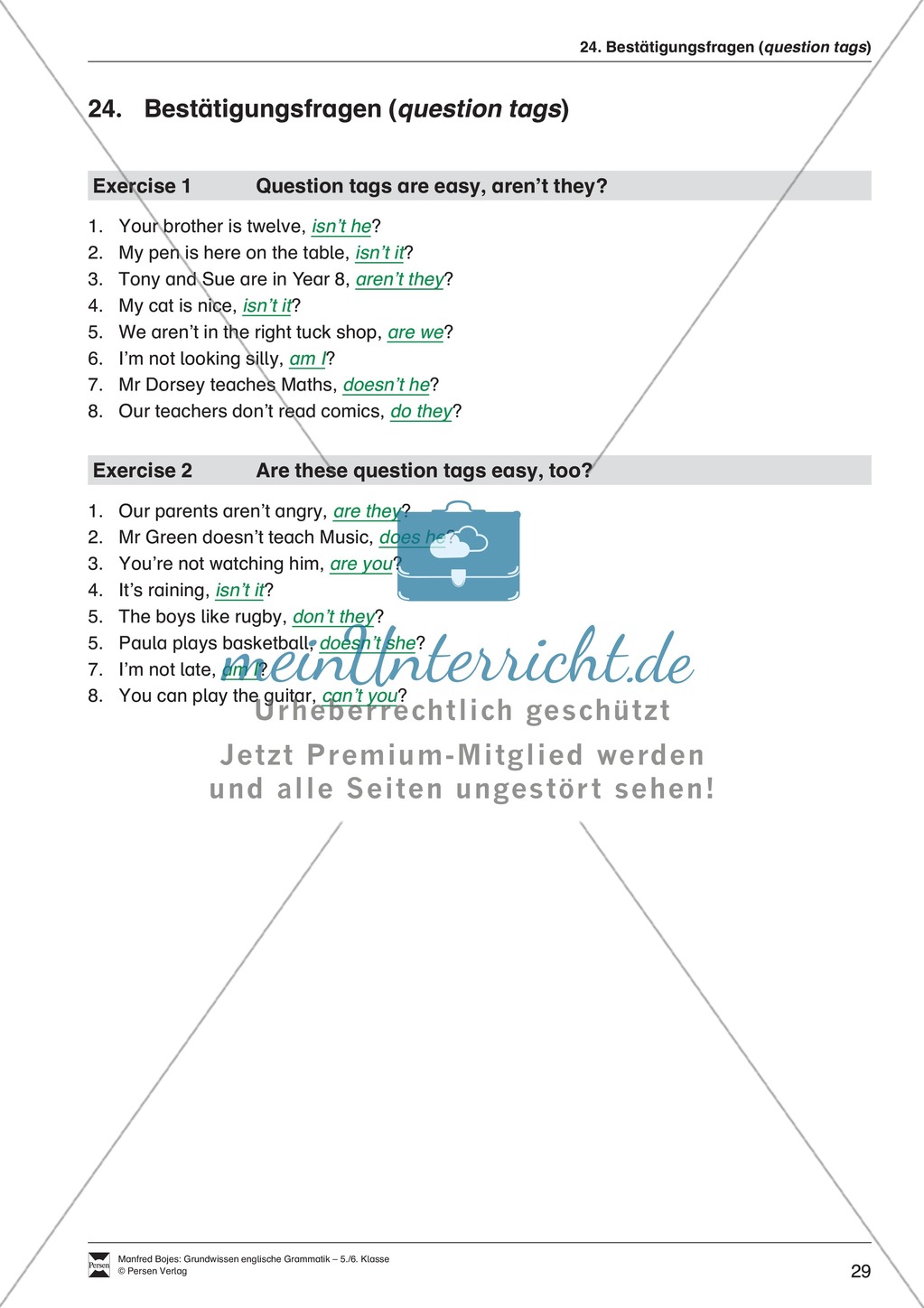 Bestätigungsfragen (question tags): Erklärung + Beispiele + Übungen Preview 31