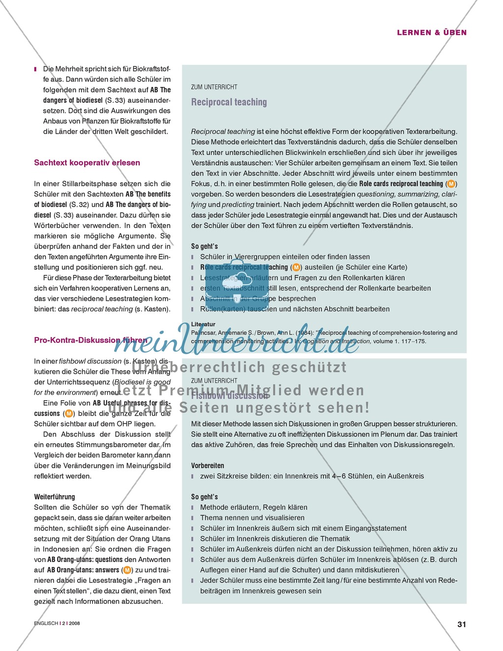 Unterrichtsstunden zum Arbeiten mit Sachtexten: Argumente aus Sachtexten entnehmen und diskutieren. Mit Sachtexten und didaktischen Erläuterungen sowie Material für die Prüfung des Leseverständnisses. Preview 2
