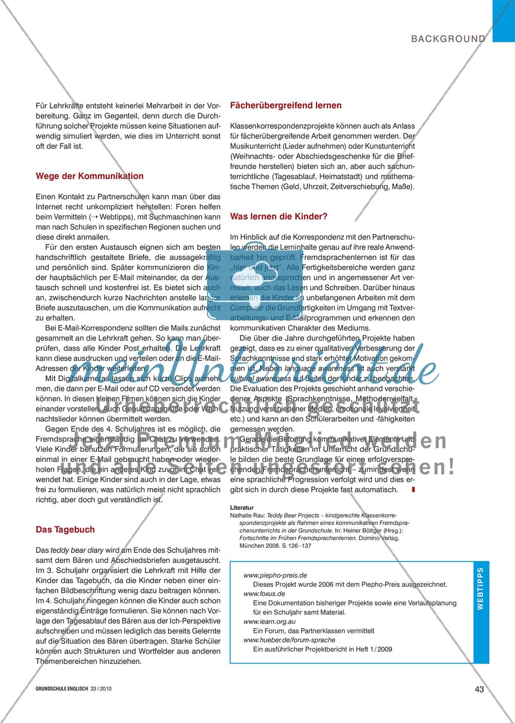 Teddy Bear Projects - Klassenkorrespondenz als Möglichkeit authentischer Sprachbegegnung Preview 2