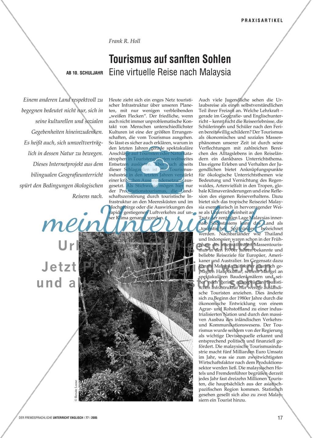 Tourismus auf sanften Sohlen - Eine virtuelle Reise nach Malaysia Preview 1
