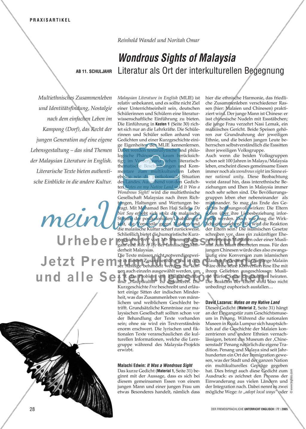 Wondrous Sights of Malaysia - Literatur als Ort der interkulturellen Begegnung Preview 1