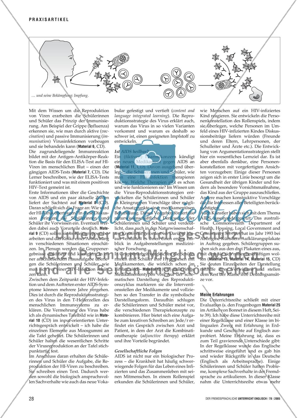 Viruses – Their Mission is Transmission - Thema AIDS im bilingualen Biologieunterricht Preview 3