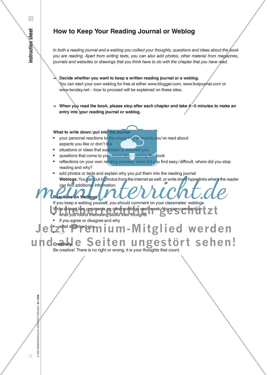 Lesegespräche im Weblog - Aufgabenorientierte Arbeit mit dem Jugendroman If you come softly Preview 5