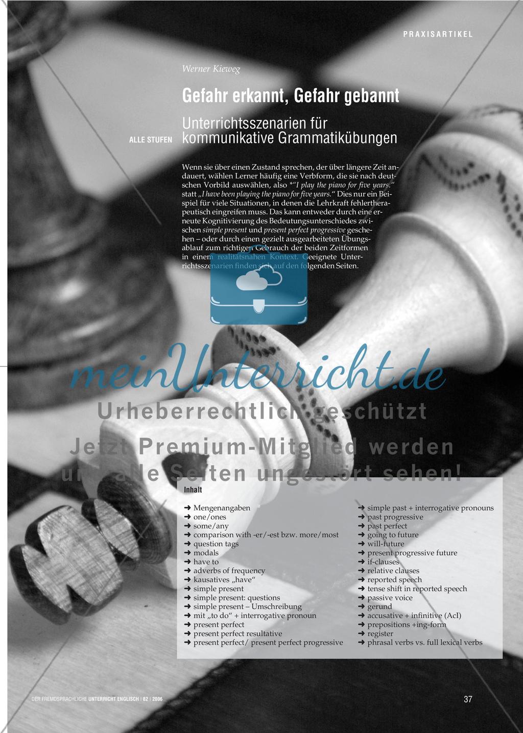 Gefahr erkannt, Gefahr gebannt - Unterrichtsszenarien für kommunikative Grammatikübungen Preview 1