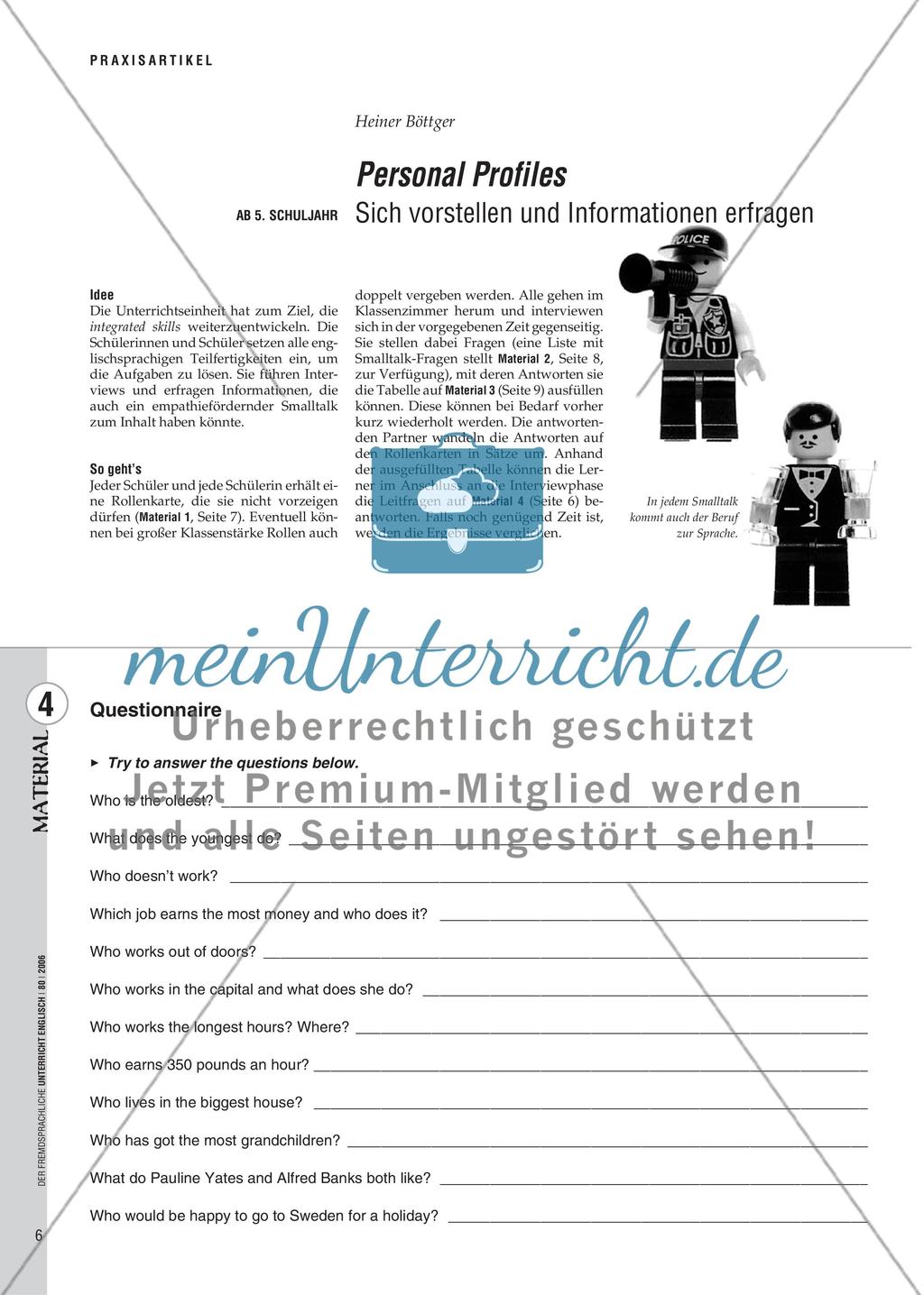 Personal Profiles - Sich vorstellen und Informationen erfragen Preview 1