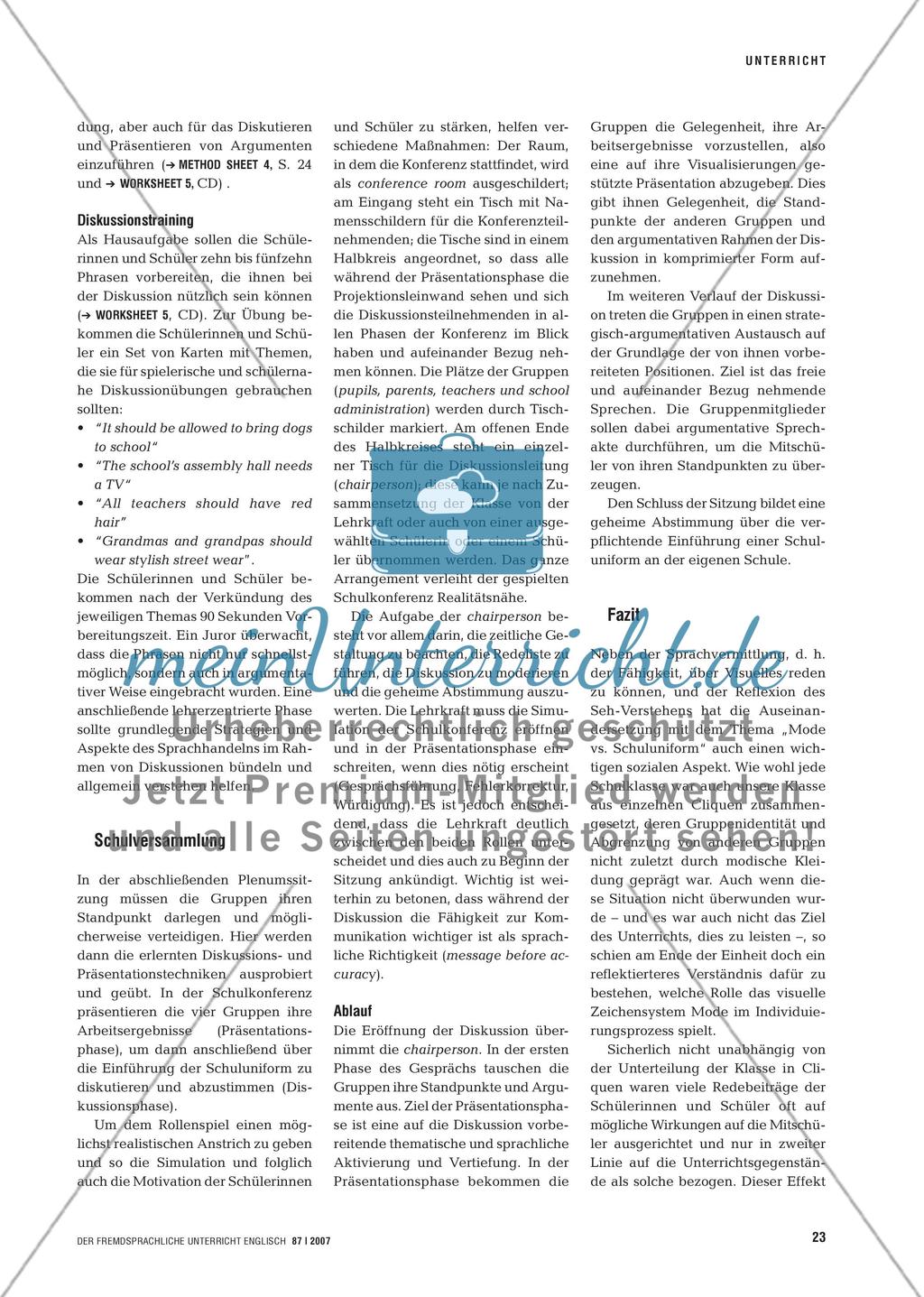 Sehen und gesehen werden - In einem Rollenspiel über Schuluniformen diskutieren Preview 3