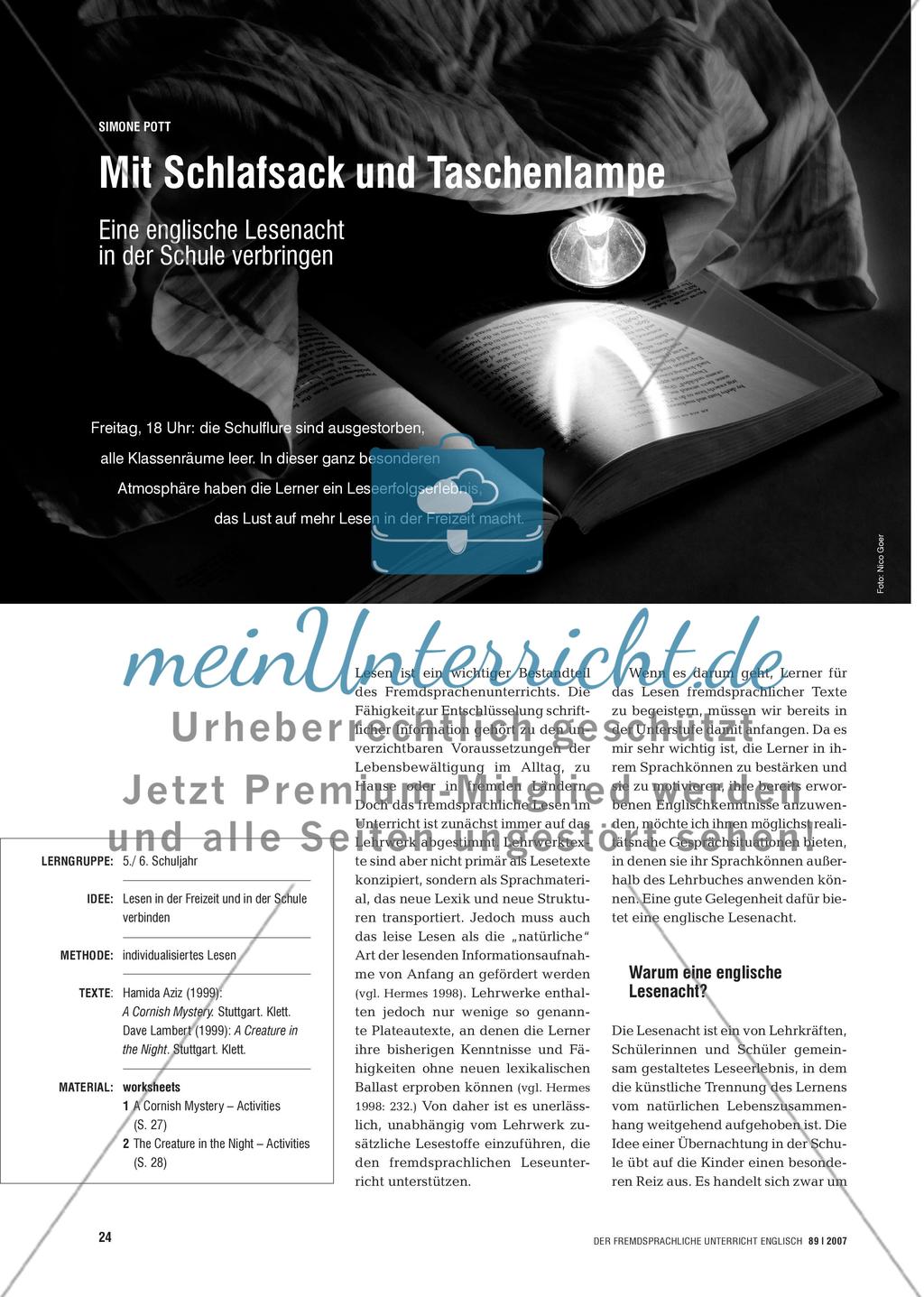 Mit Schlafsack und Taschenlampe - Eine englische Lesenacht in der Schule verbringen Preview 1