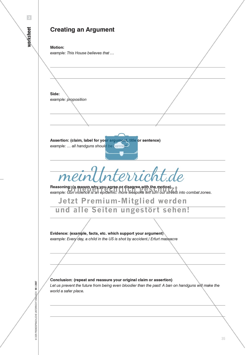 Debating opens doors. In einer 'formal debate' Argumente austauschen: Praxisartikel Preview 6