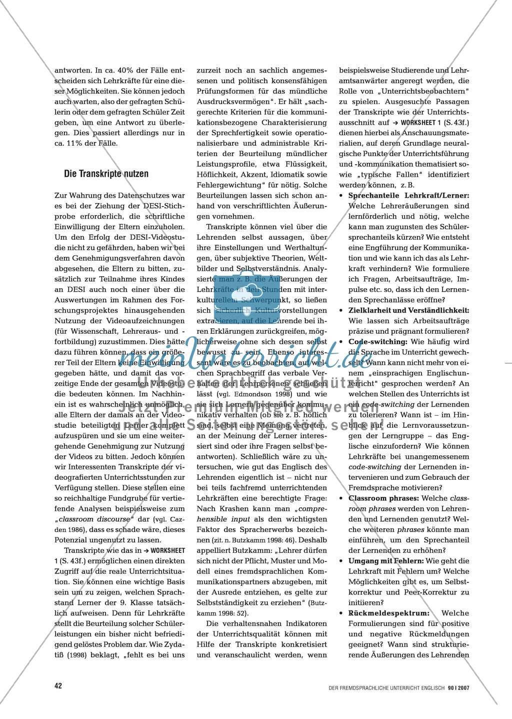 Die DESI-Videostudie. Unterrichtstranskripte für die Lehrerausbildung nutzen: Praxisartikel Preview 6