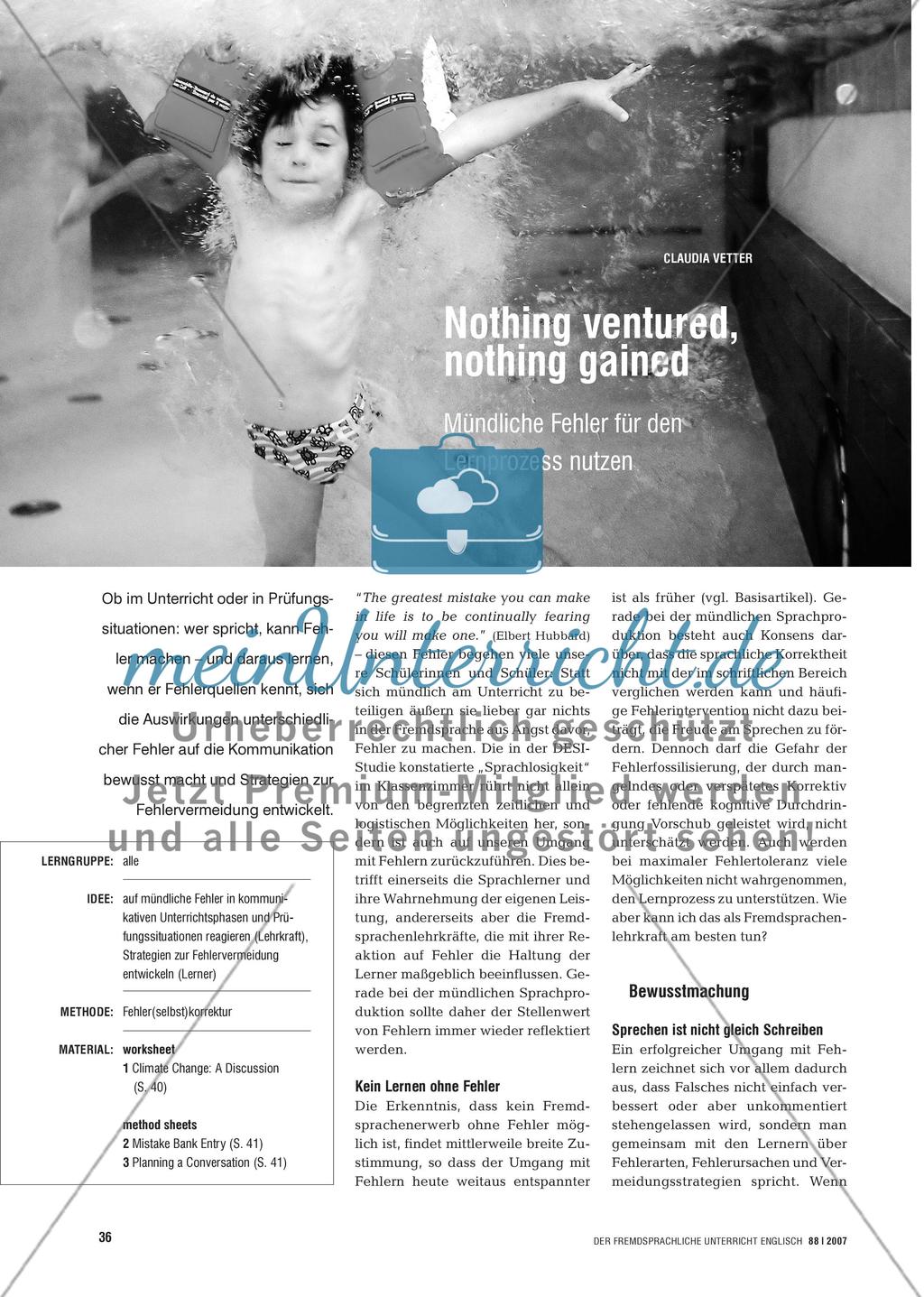 Nothing ventured, nothing gained - Mündliche Fehler für den Lernprozess nutzen Preview 1