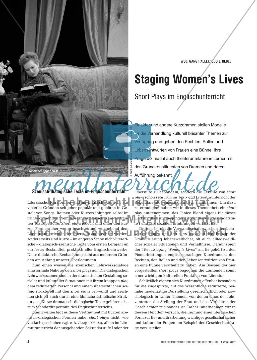 Staging Women’s Lives - Short Plays im Englischunterricht Preview 1