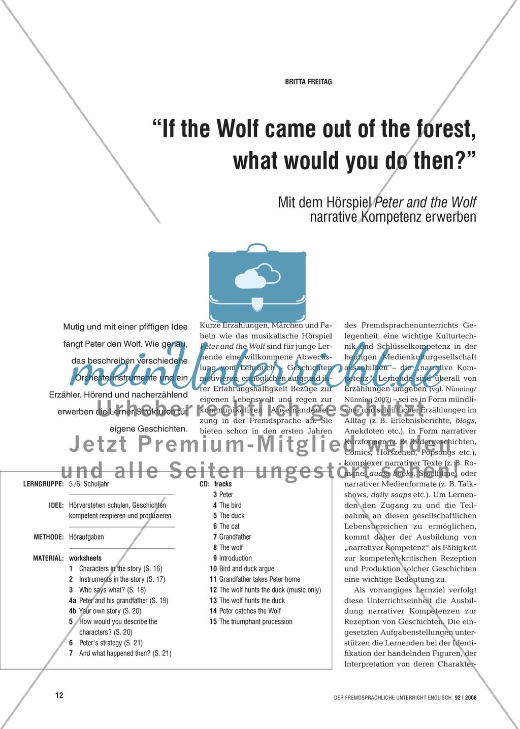„If the Wolf came out of the forest, what would you do then?“ Preview 1