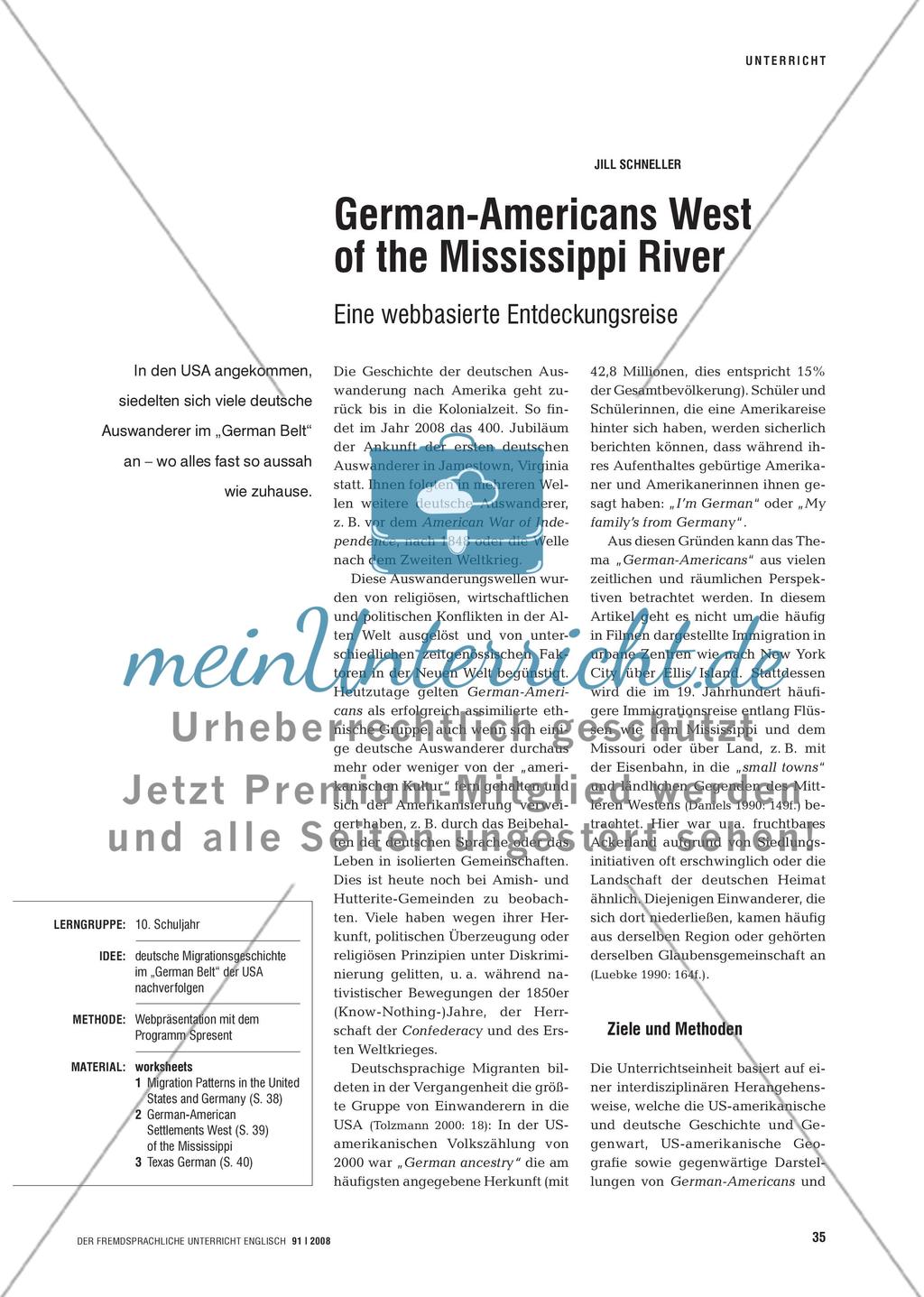 German-Americans West of the Mississippi River - Eine webbasierte Entdeckungsreise Preview 1