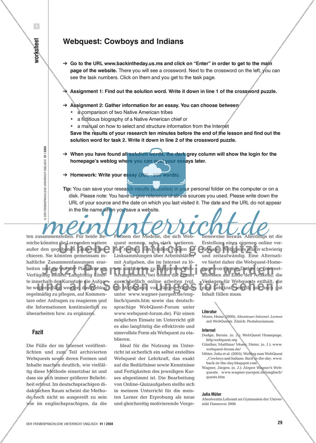 Auf der Spur der Bleichgesichter - Virtuell reisen mit Webquests Preview 4