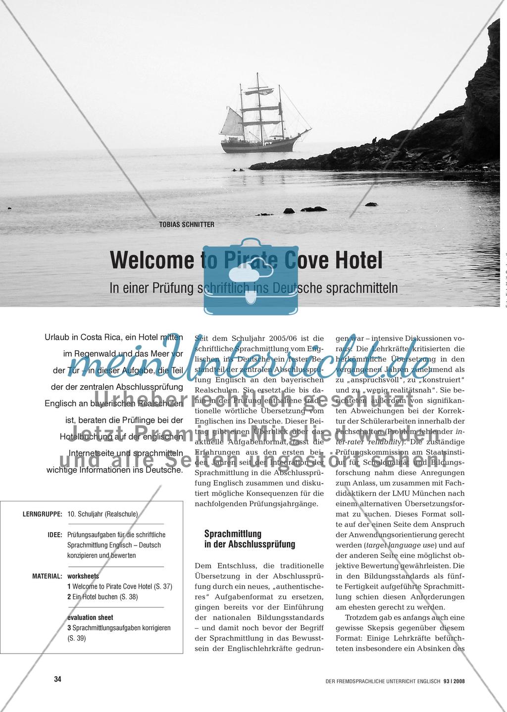 Welcome to Pirate Cove Hotel - In einer Prüfung schriftlich ins Deutsche sprachmitteln Preview 1
