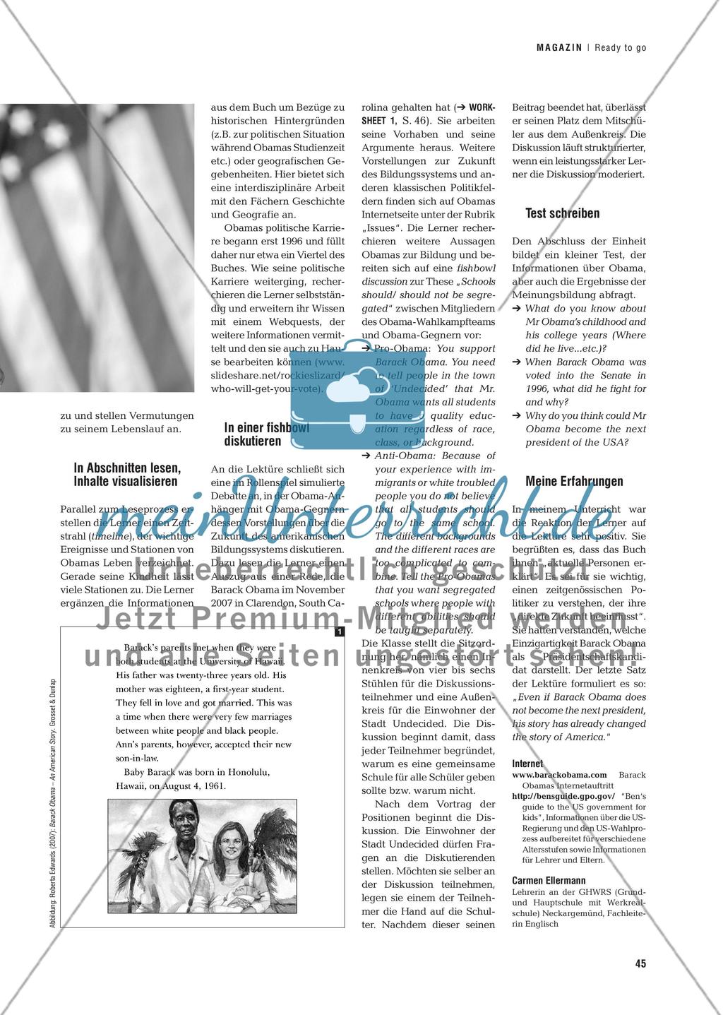 Change We Can Believe In - Einen biografischen Text über Barack Obama lesen Preview 2