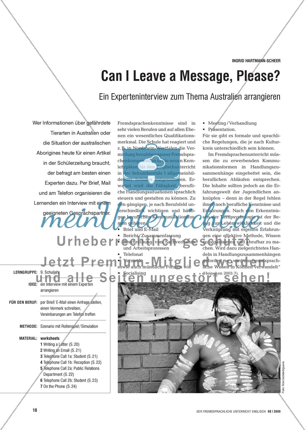 Can I Leave a Message, Please? - Ein Experteninterview zum Thema Australien arrangieren Preview 1