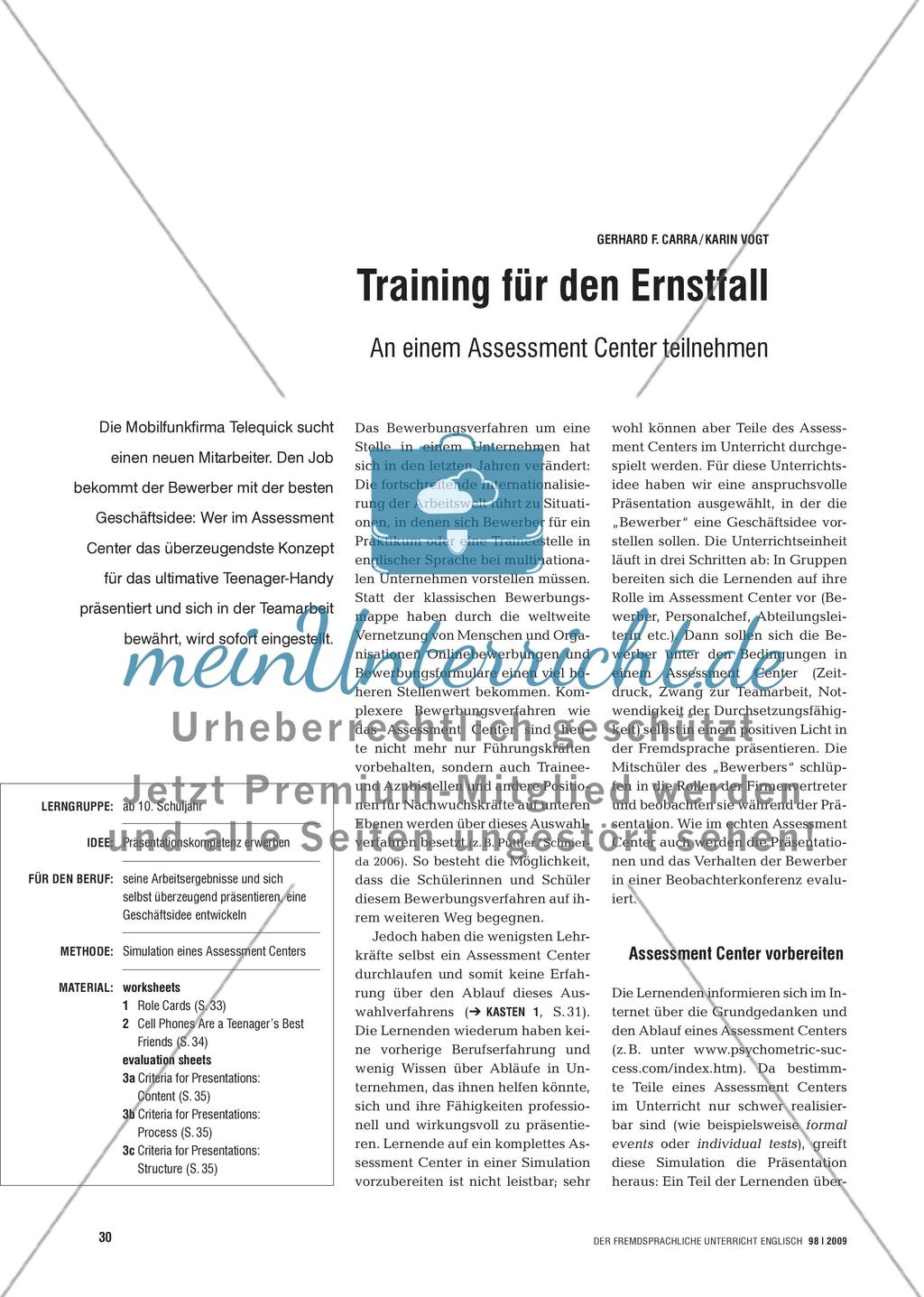 Training für den Ernstfall - An einem Assessment Center teilnehmen Preview 1