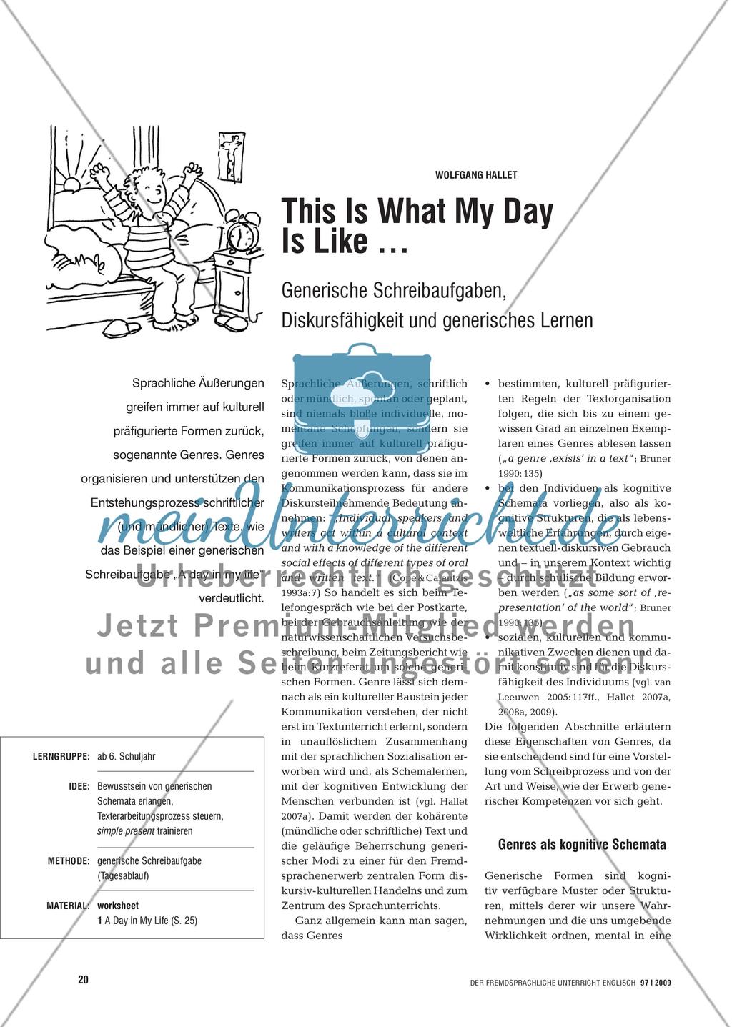 This Is What My Day Is Like … - Generische Schreibaufgaben, Diskursfähigkeit und generisches Lernen Preview 1